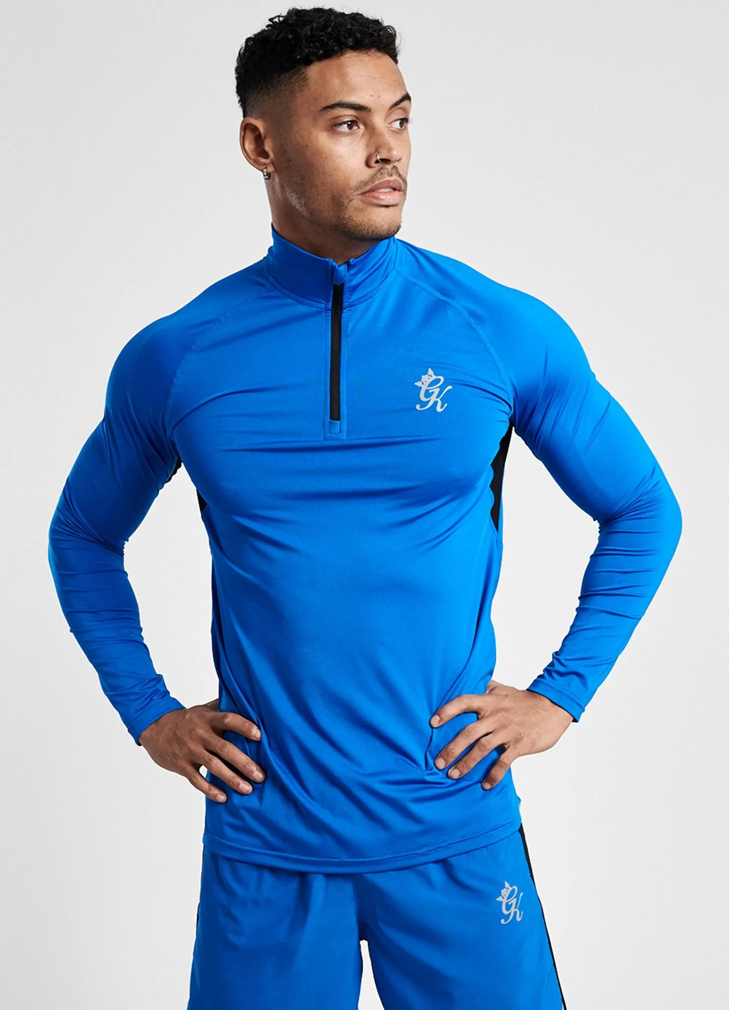 Gym King Sport Race 1/4 Zip Funnel Neck - Blue