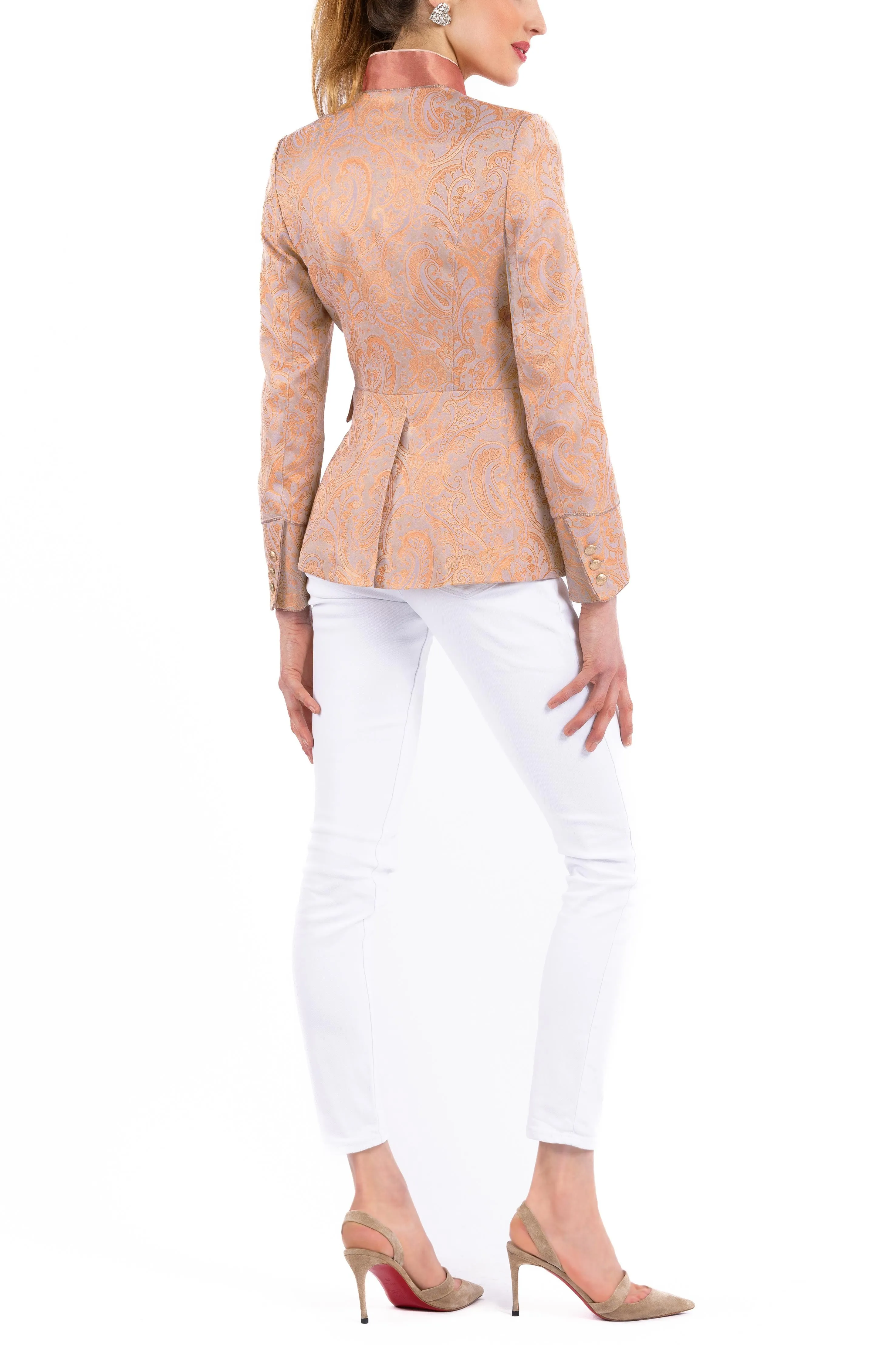 Jacket from lilac and orange Paisley-Jacquard