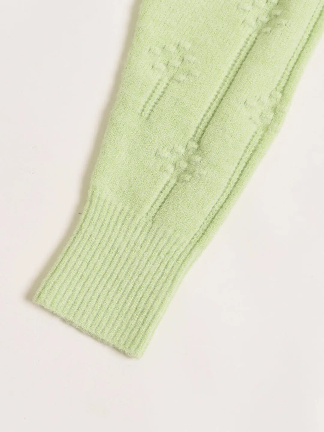 Jasmine Cable Polo Green Knit Sweater