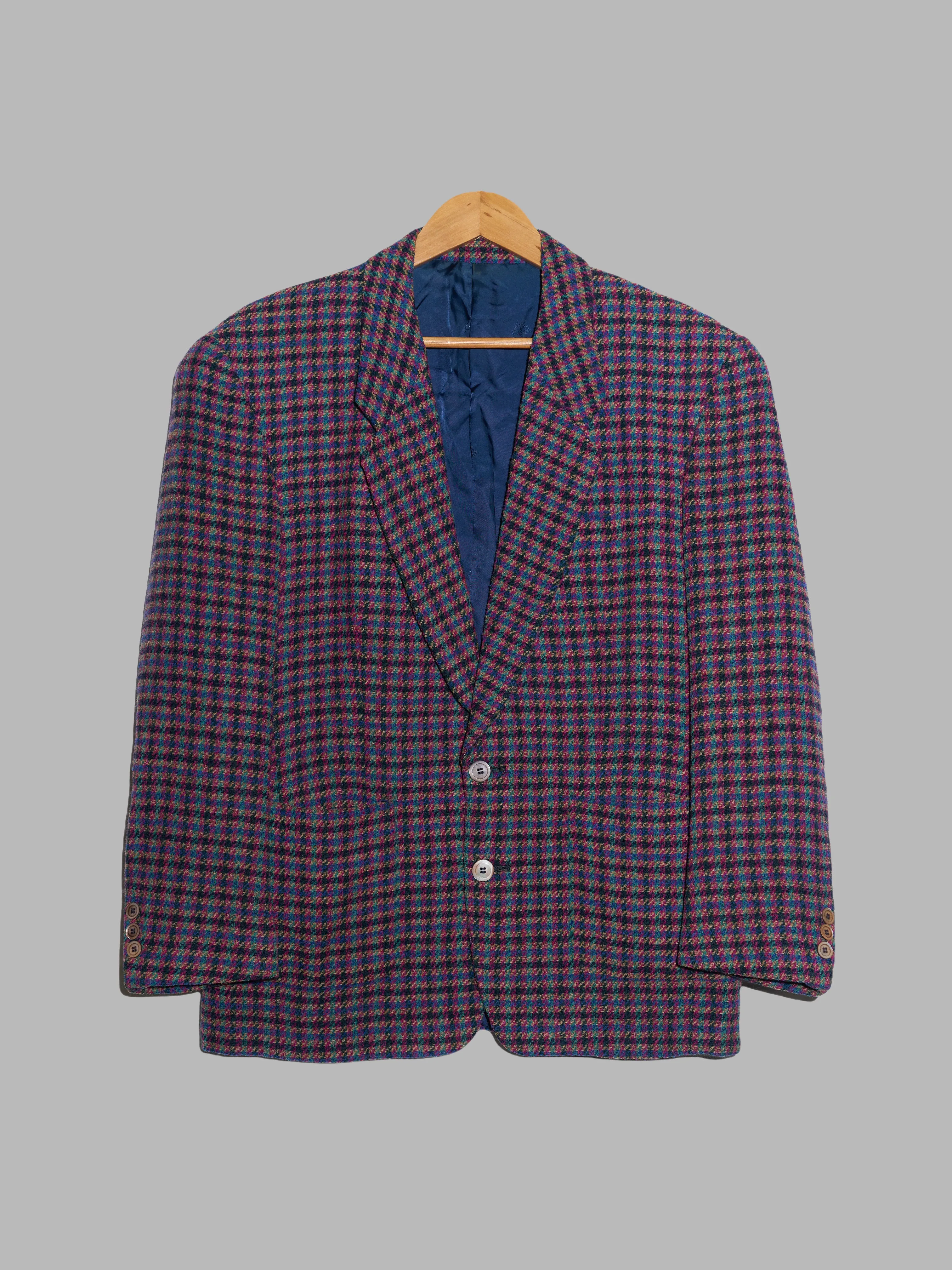 Kenzo Paris Collection 1980s brown purple blue black check two button blazer - M