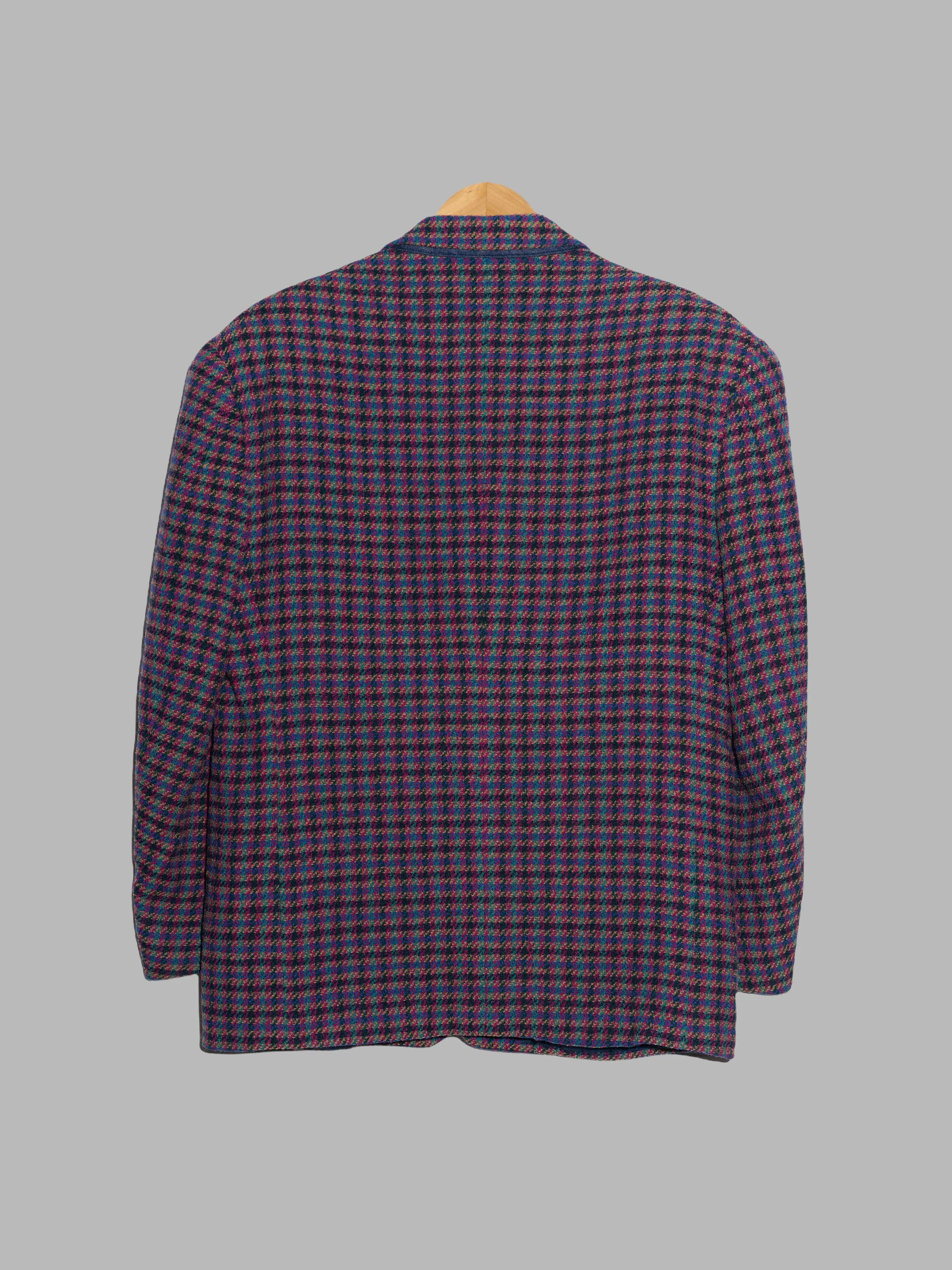 Kenzo Paris Collection 1980s brown purple blue black check two button blazer - M