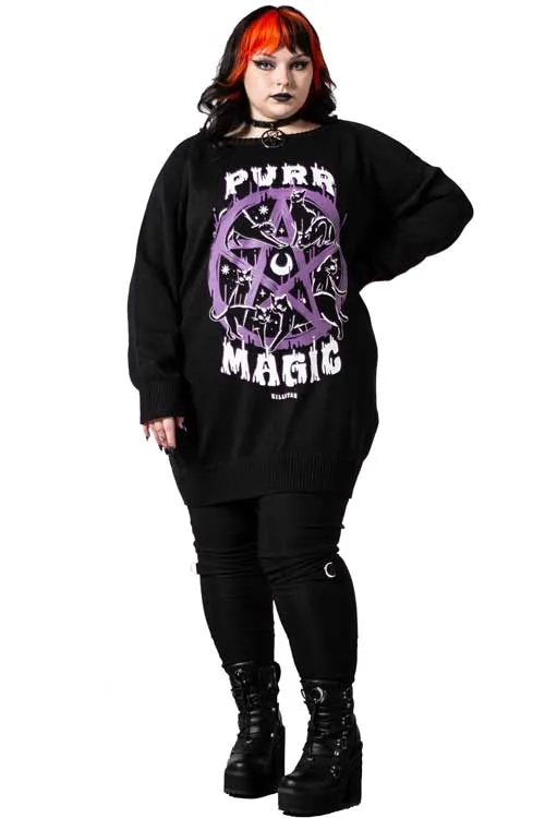 Killstar Purr Magic Knit Sweater Cat Print