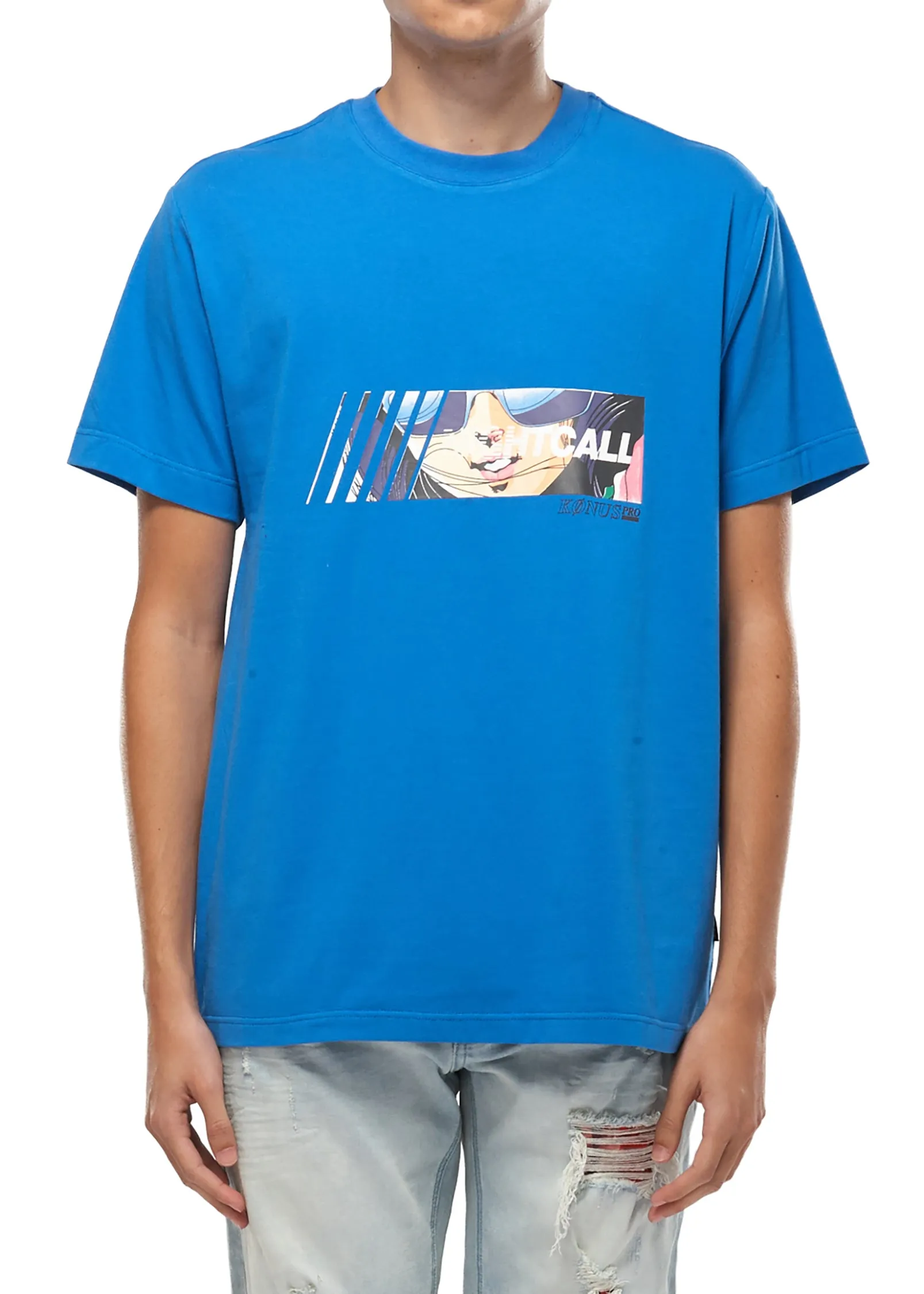 Konus Men's Anime Graphic Tee in Blue