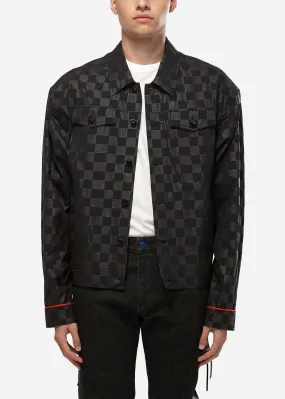 Konus Men's Black Checkered Trucker Jacket