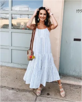 Lights Down Low Tiered Tassel Midi Dress