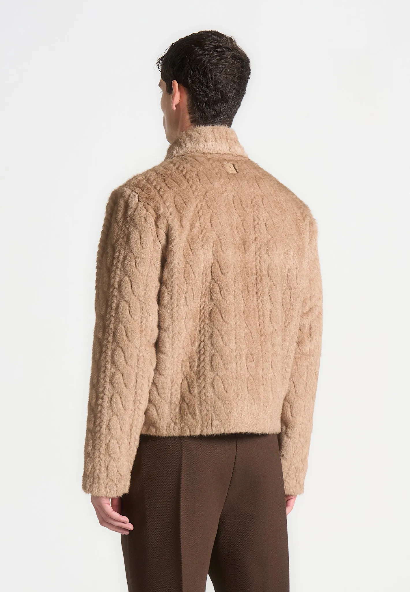 Limited Edition Plush Cable Knit Jacket - Taupe