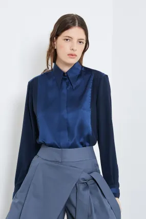 LOCK navy - silk shirt