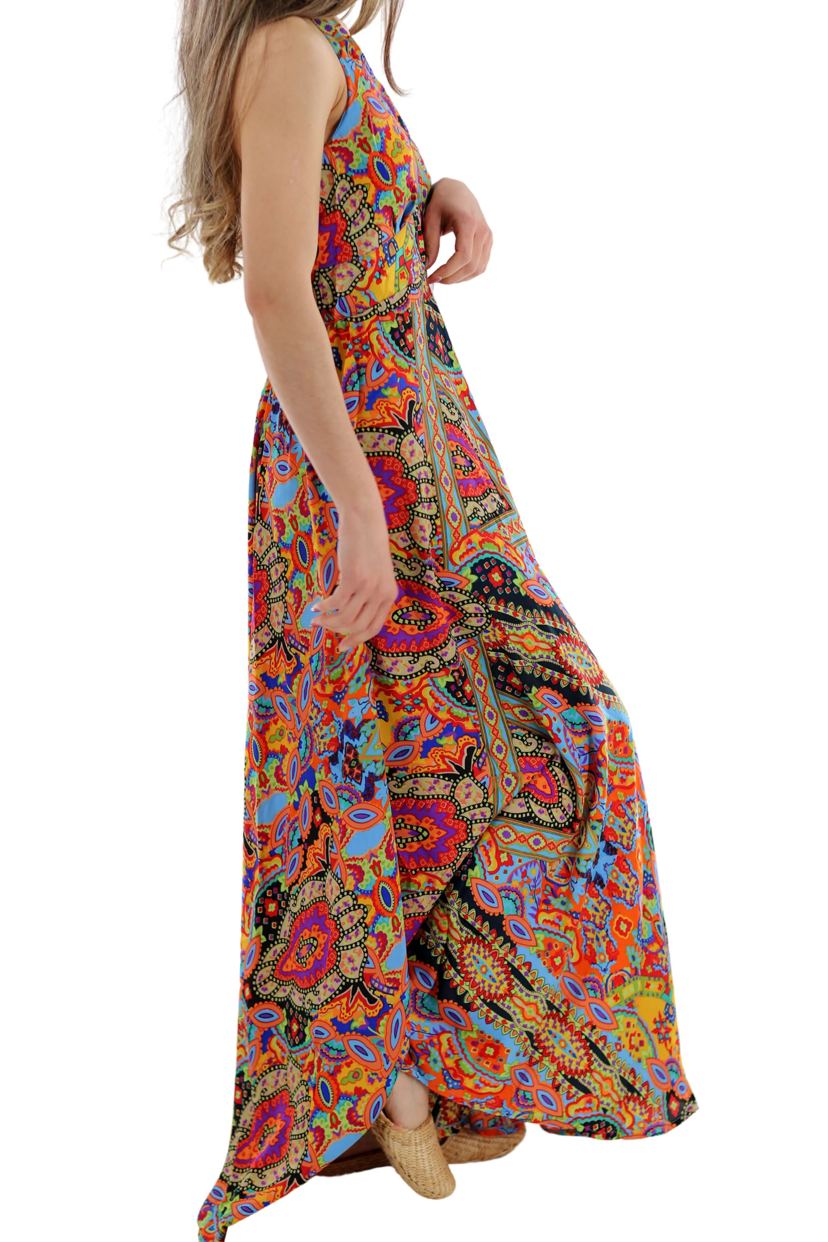 Long Flowy Floral "Romina" Maxi Dress in Multi