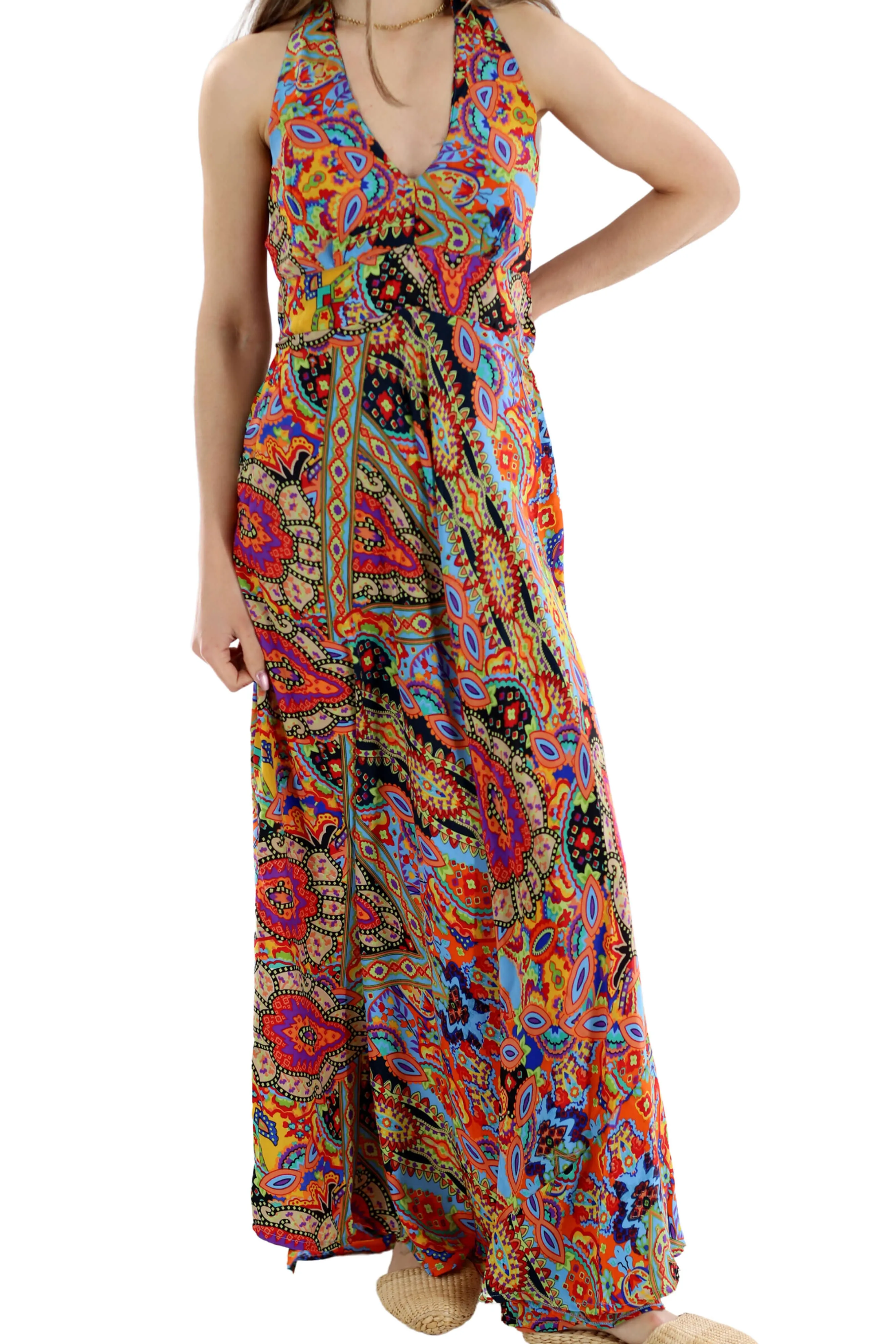 Long Flowy Floral "Romina" Maxi Dress in Multi