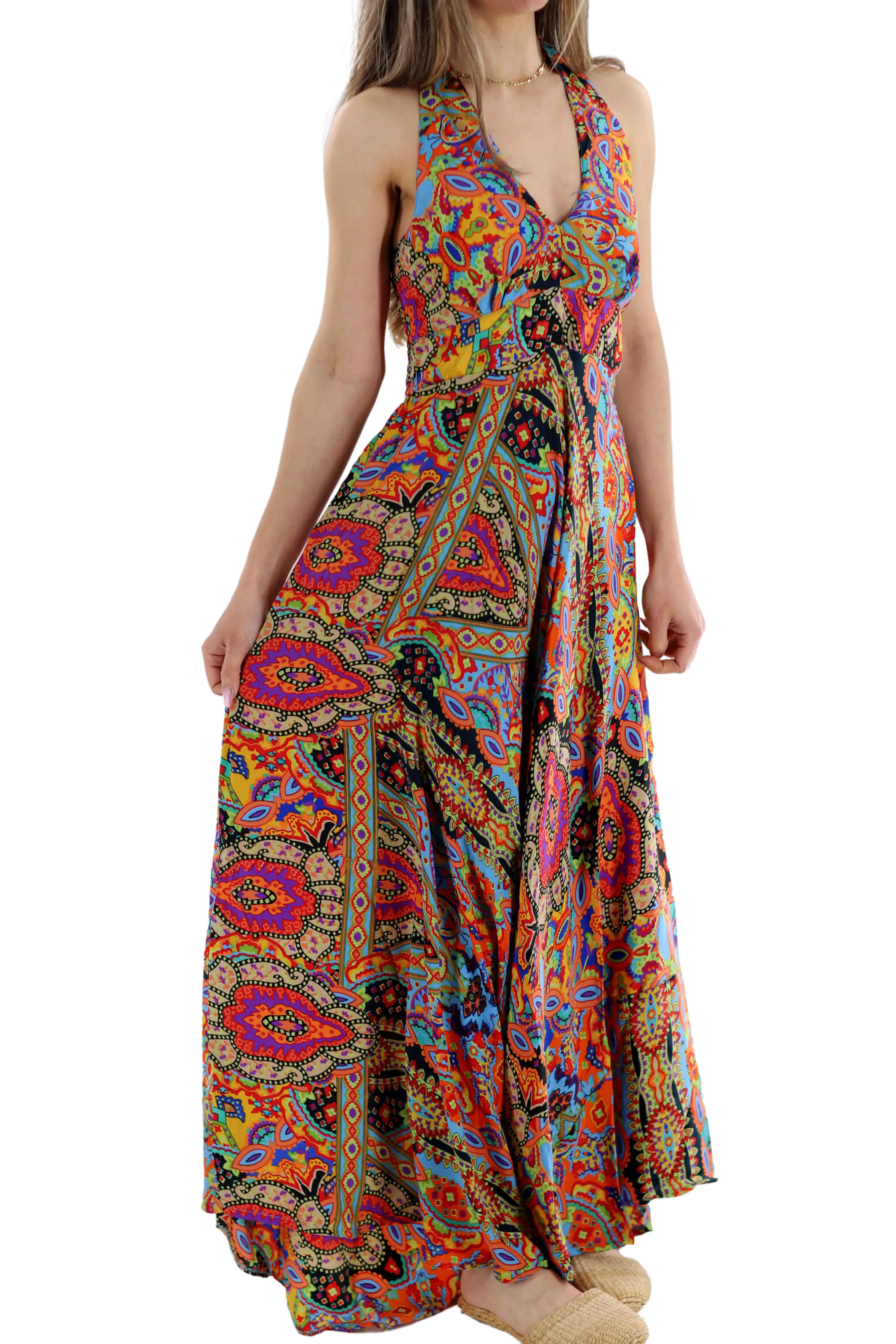 Long Flowy Floral "Romina" Maxi Dress in Multi