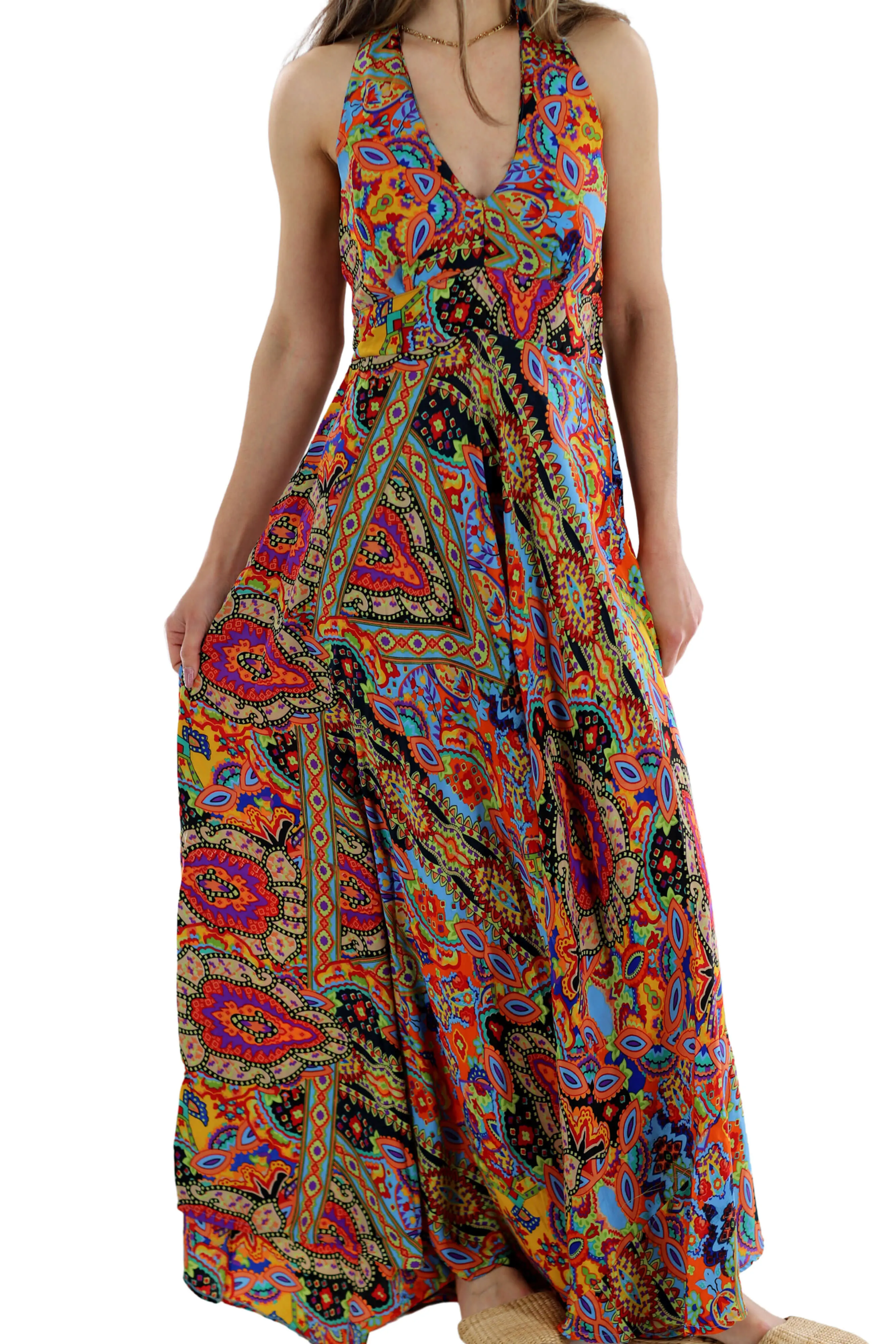 Long Flowy Floral "Romina" Maxi Dress in Multi