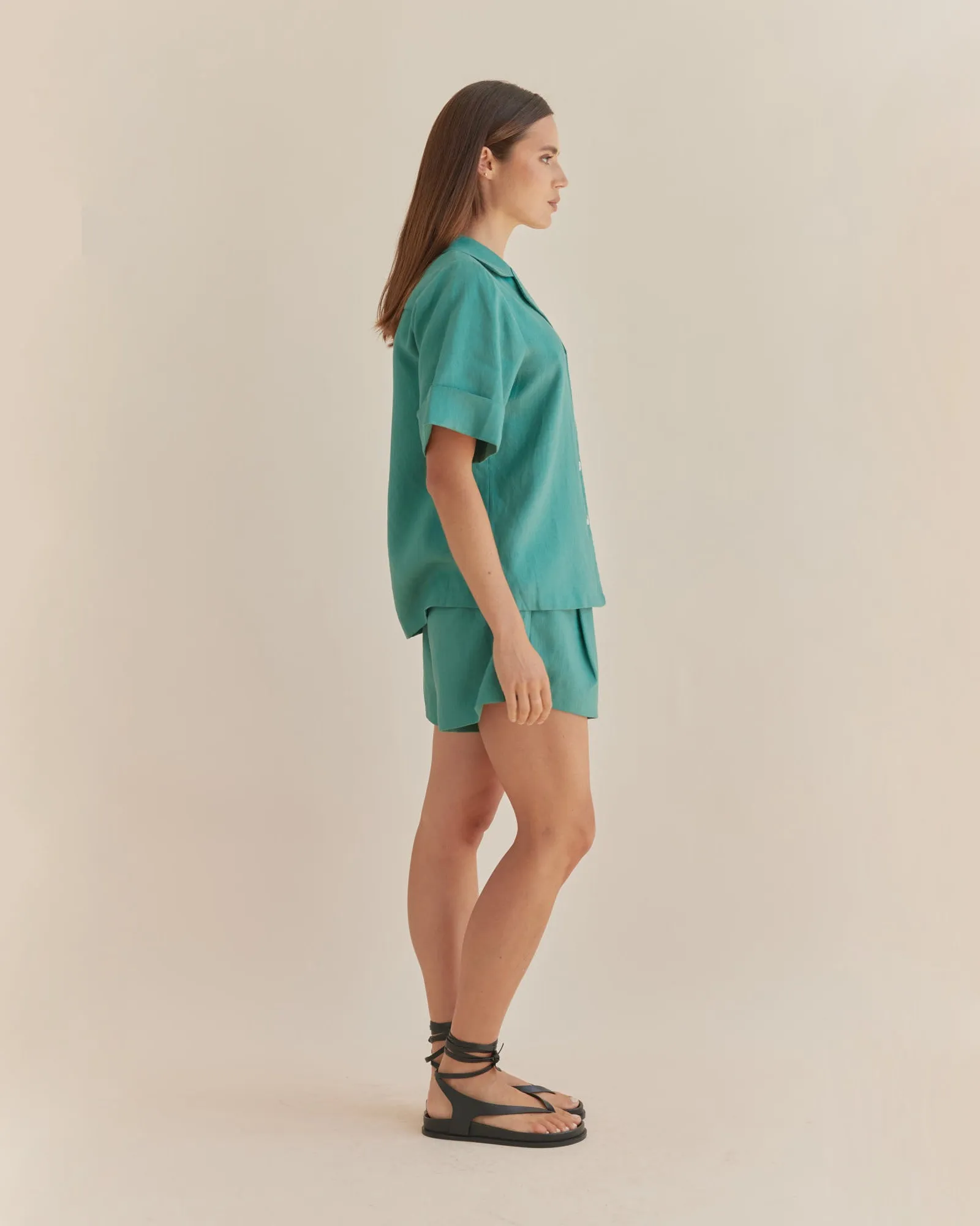 Maelle Linen Shirt - Evergreen