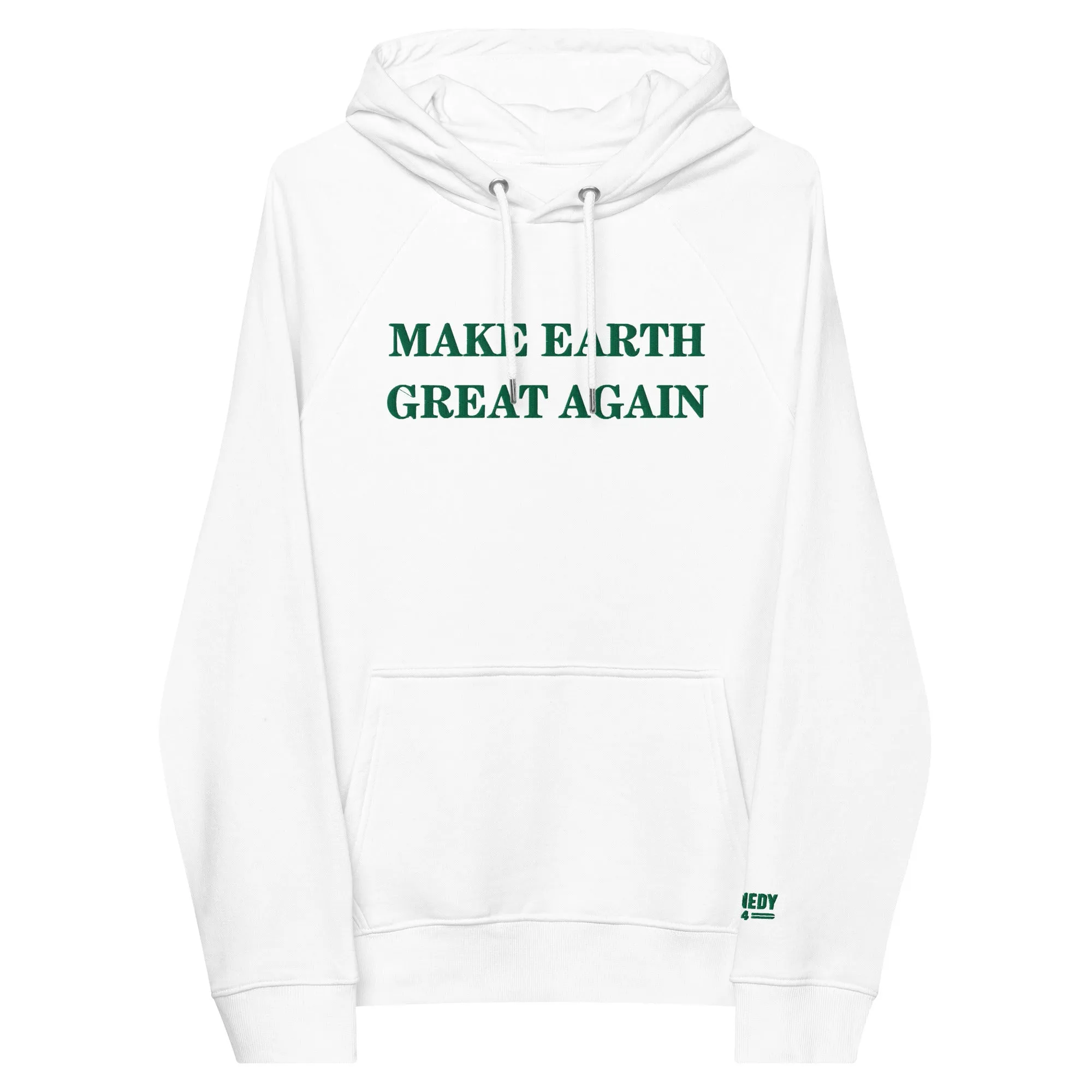 Make Earth Great Again Embroidered Unisex Eco Raglan Hoodie