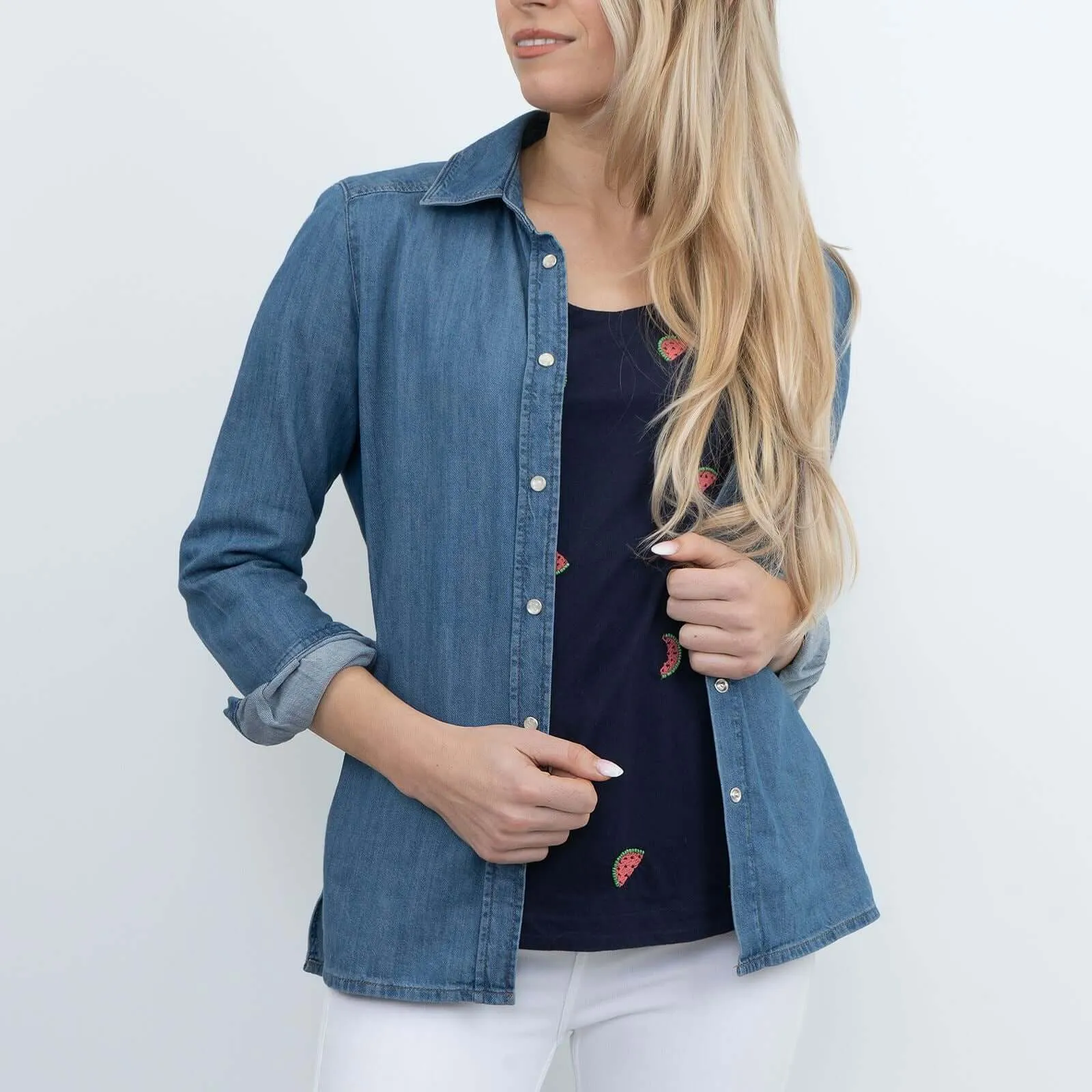 Massimo Dutti Denim Shirt with Pocket Long Sleeve