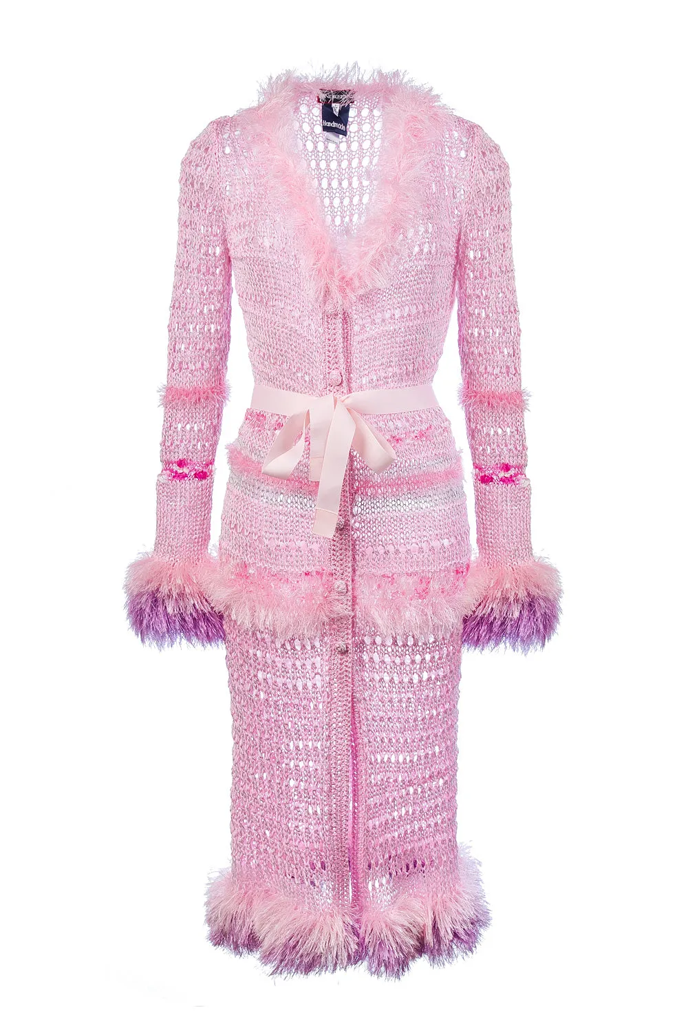 Monroe Pink Handmade Knit Cardigan-Dress