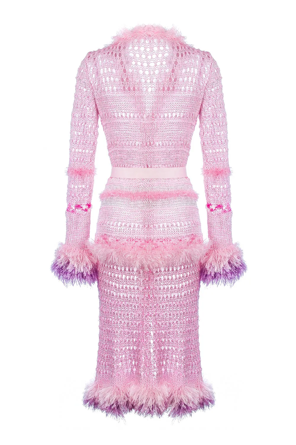 Monroe Pink Handmade Knit Cardigan-Dress