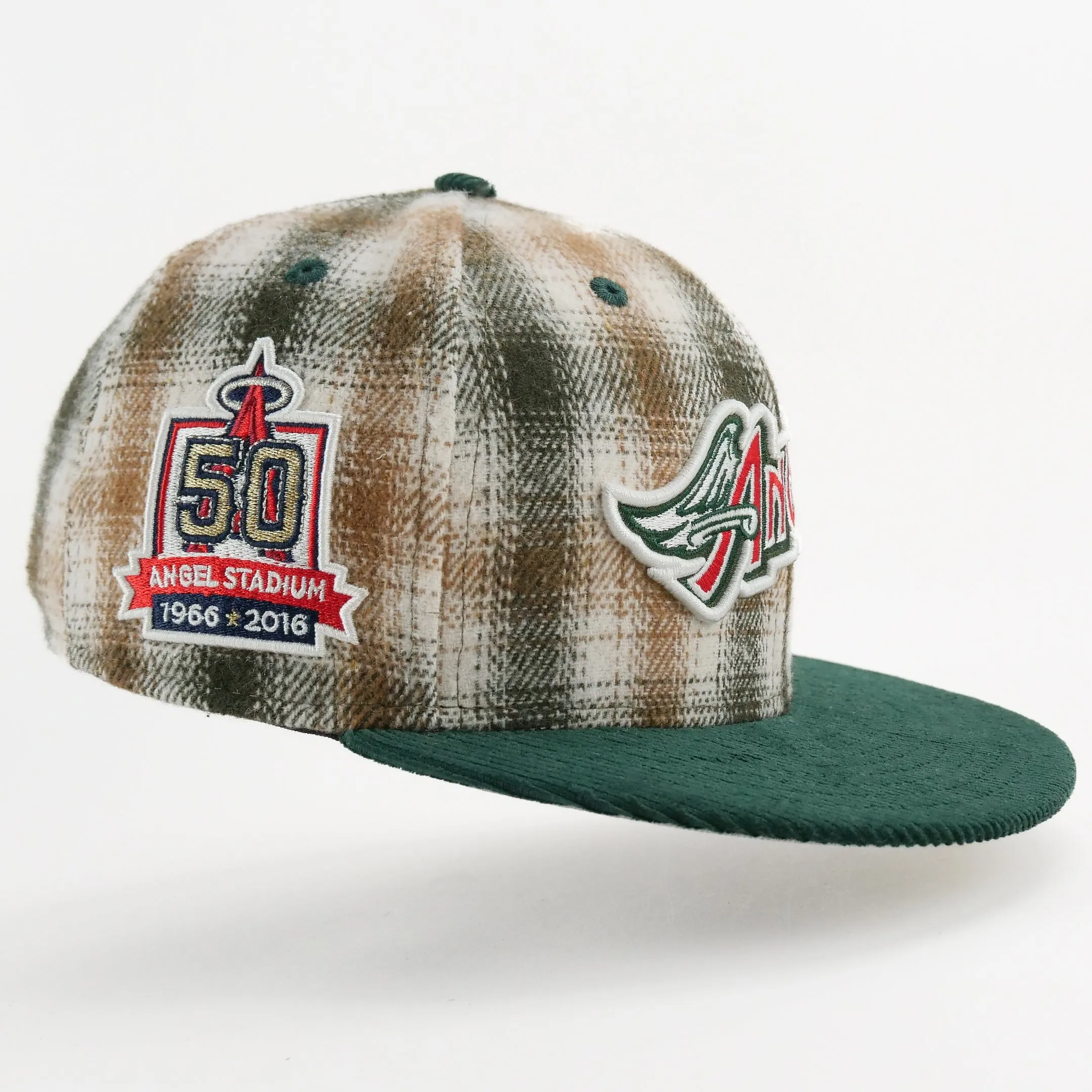 New Era Exclusive Anaheim Angels Fitted Green Plaid