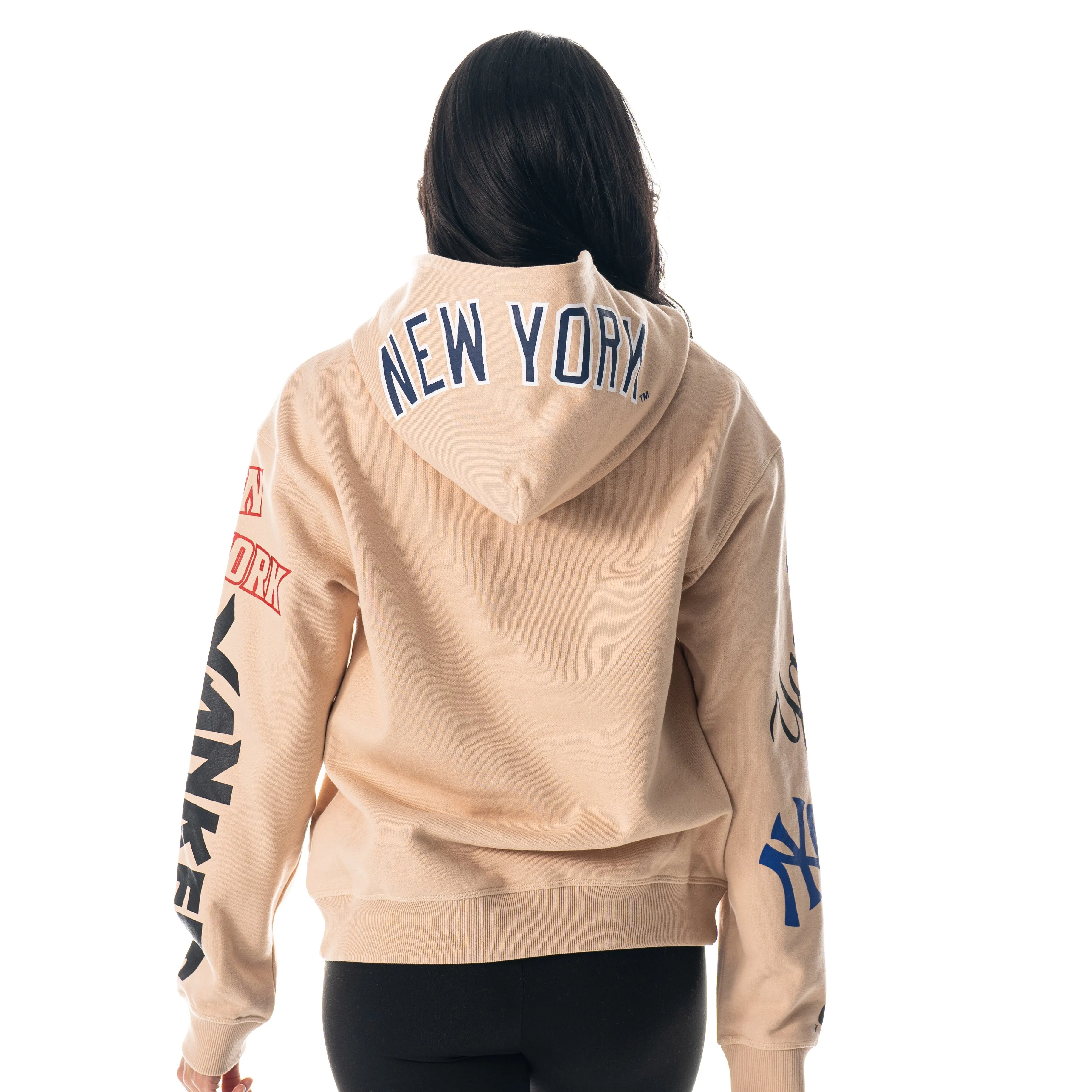 NY Yankees Heavy Block Graphic Hoodie - Cream