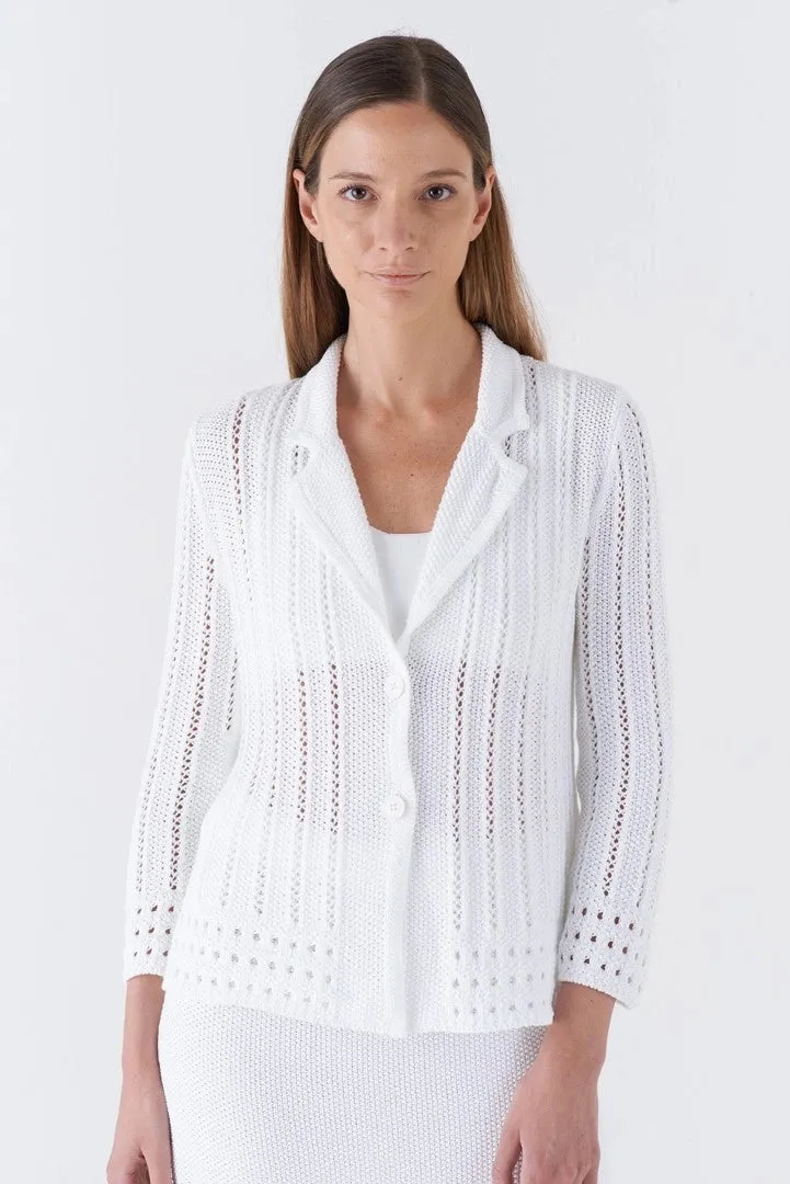 Ocarina Open Knit Cotton Cardigan - White