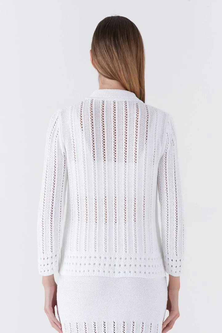 Ocarina Open Knit Cotton Cardigan - White