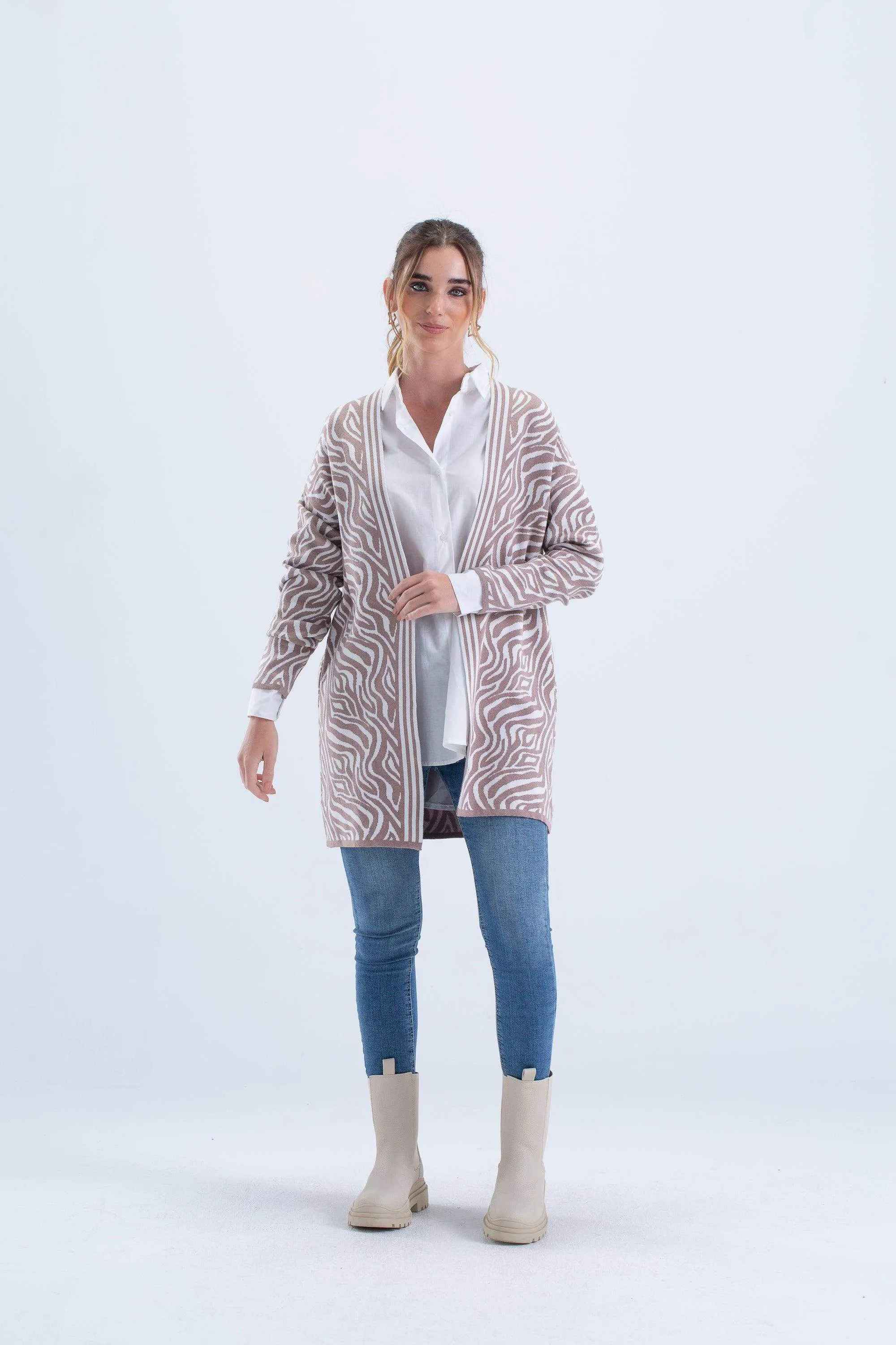 Open Neckline Printed Cardigan