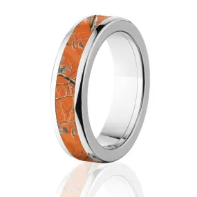 Orange Realtree Camo Ring, Titanium AP Camo Bands, 6MM Comfort Fit