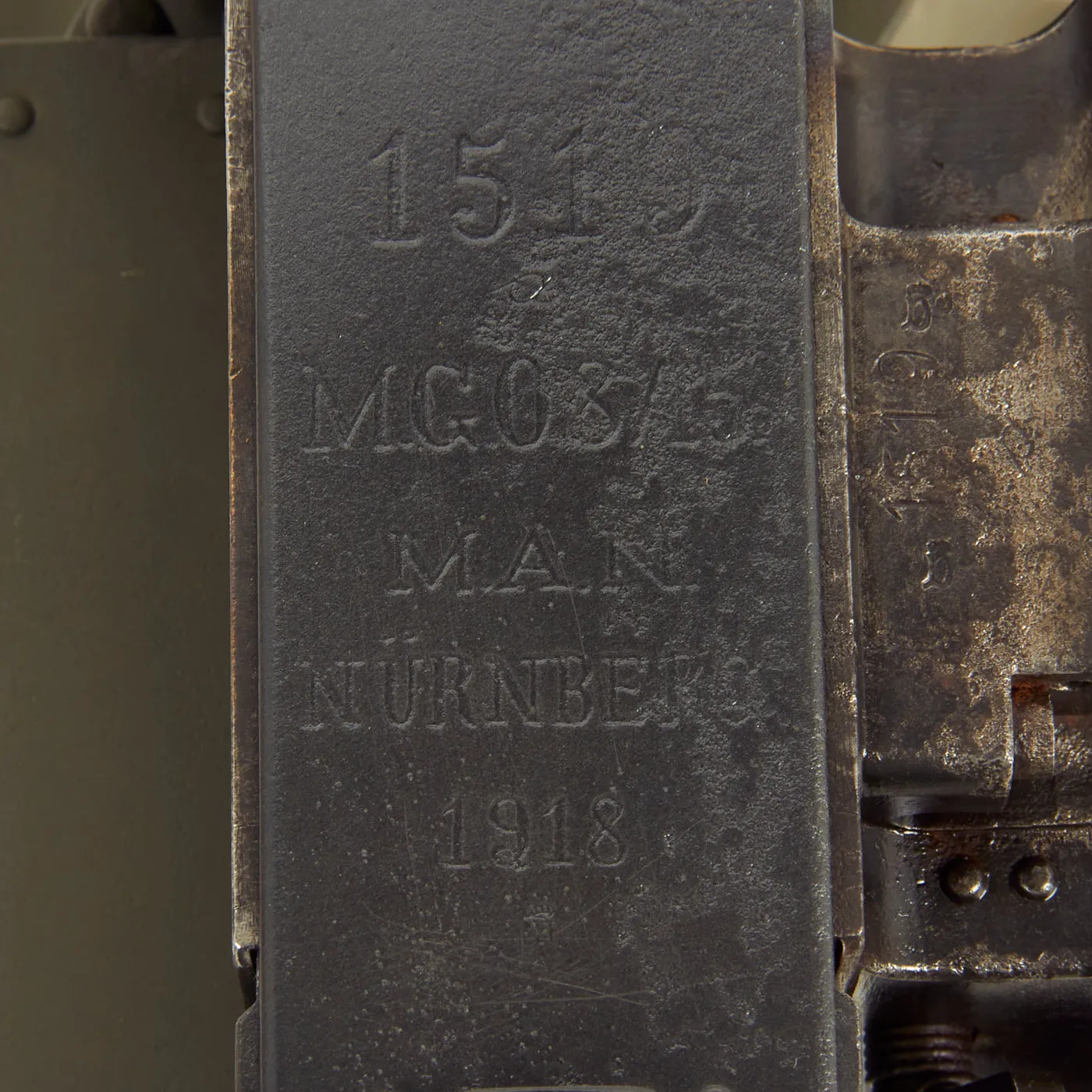 Original German WWI Maxim MG 08/15 Display Machine Gun Serial 1519 a by M.A.N NÜRNBERG - dated 1918