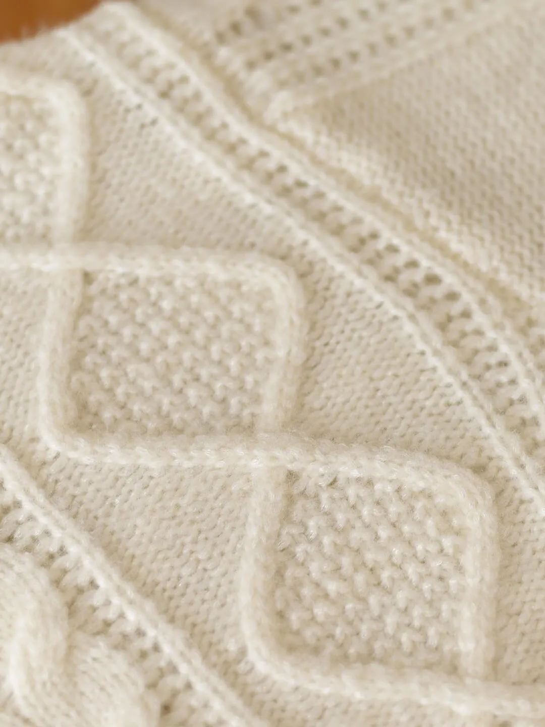 Raina Cable White Irish Knit Wool Sweater