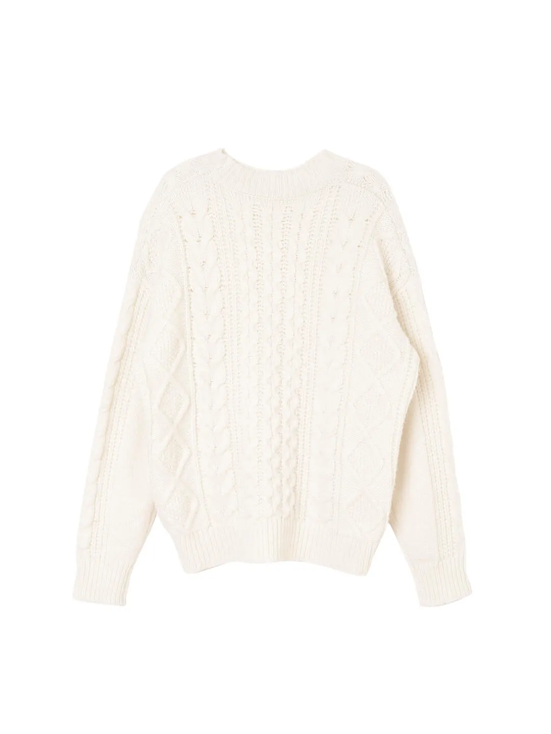 Raina Cable White Irish Knit Wool Sweater