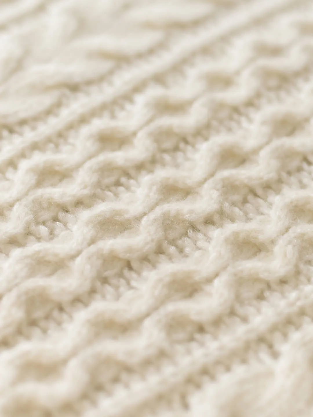 Raina Cable White Irish Knit Wool Sweater