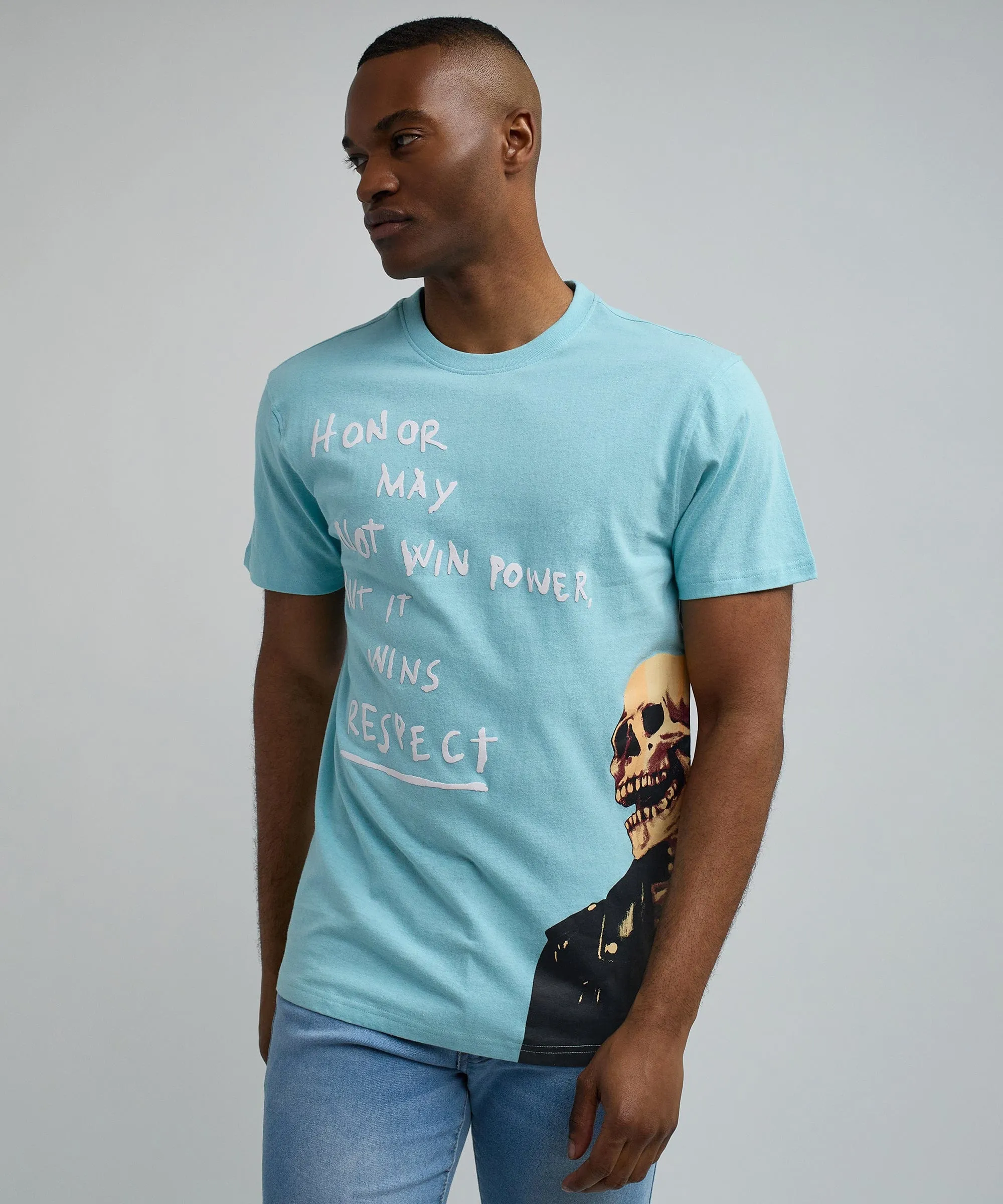 Respect Oversized Short Sleeve Tee - Light Blue