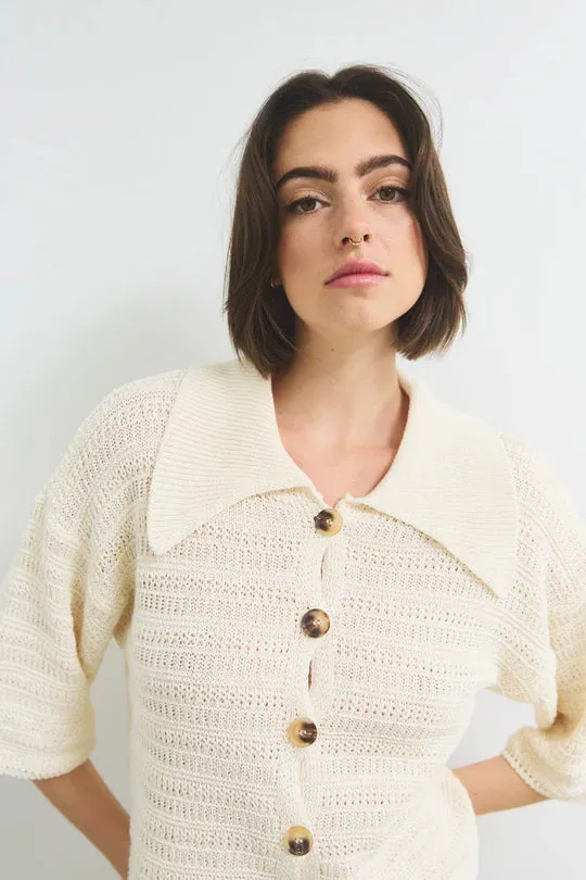 Shira Knit Cardigan in Ivory