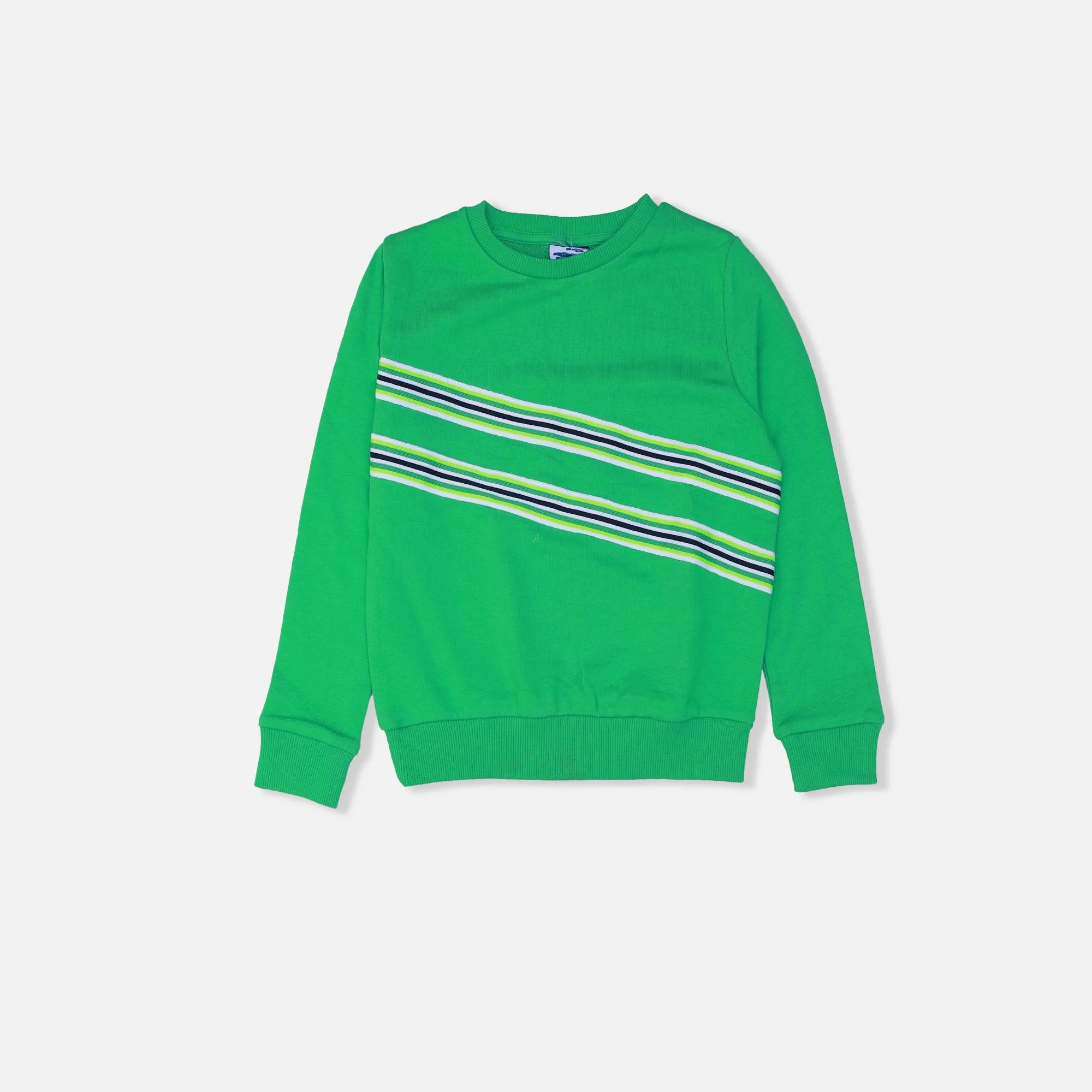 ST - Kids 'Green' Frint Stripe Printed Terry Sweatshirt ST562