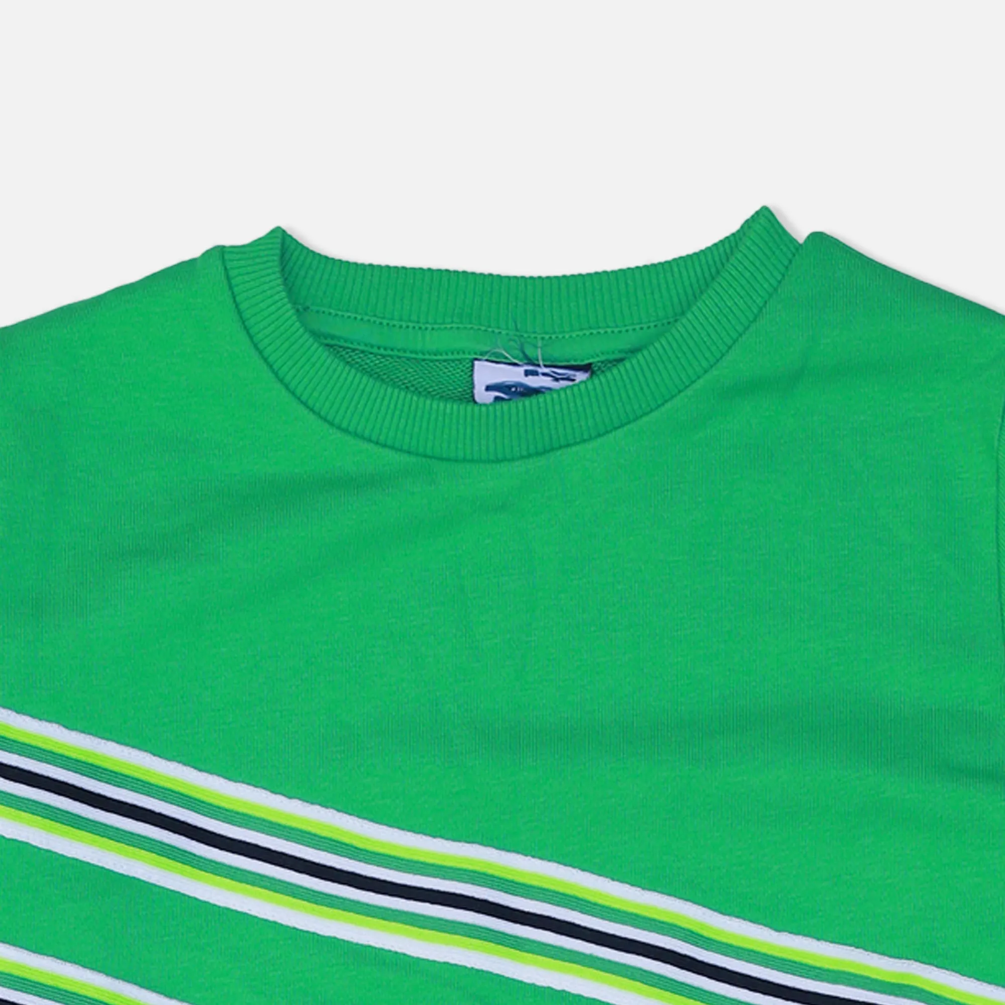 ST - Kids 'Green' Frint Stripe Printed Terry Sweatshirt ST562