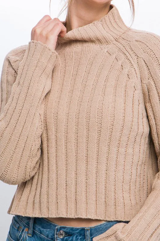 Thalia High Neck Vertical Knit Pull Over Sweater