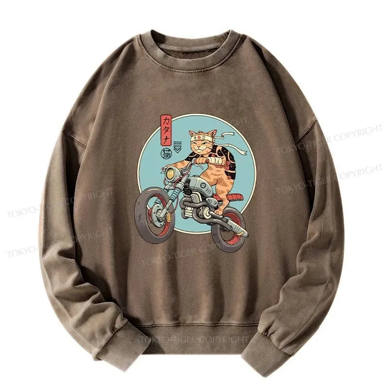 Tokyo-Tiger Catana Motorcycle Washed Sweatshirt