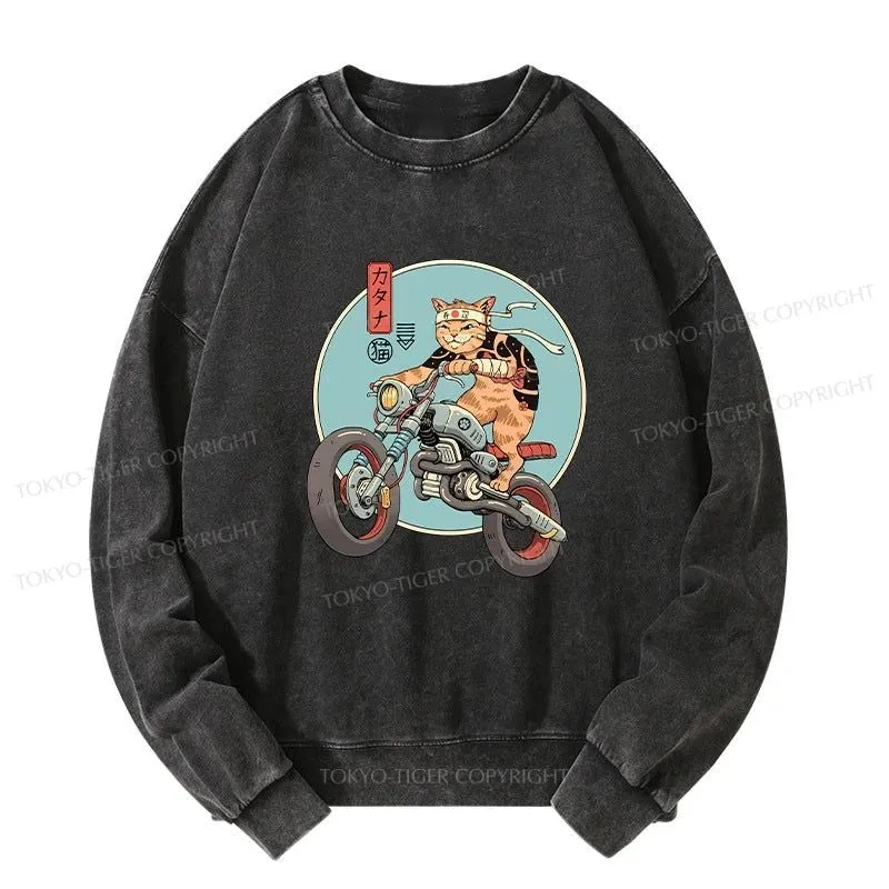 Tokyo-Tiger Catana Motorcycle Washed Sweatshirt