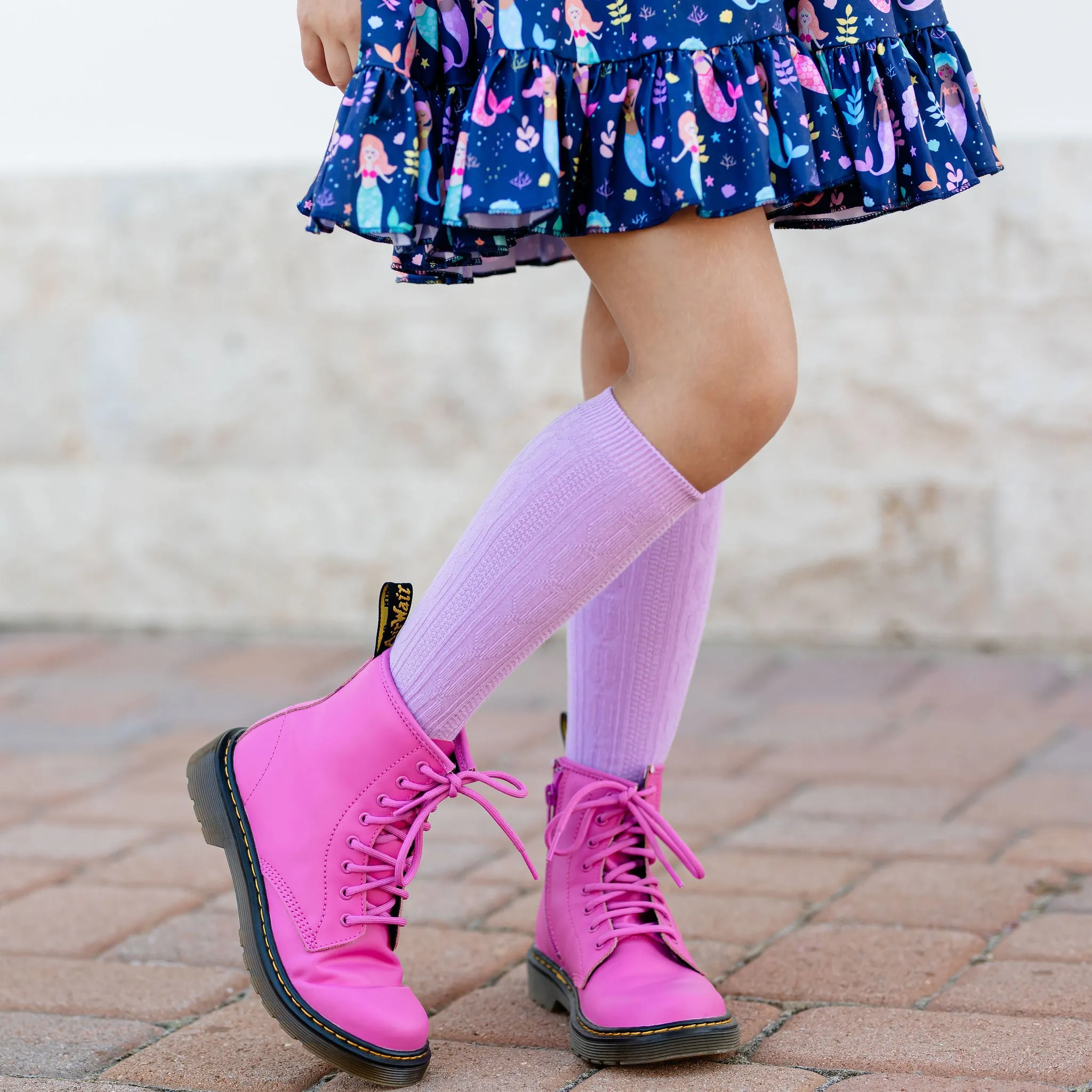 Wisteria Cable Knit Knee High Socks