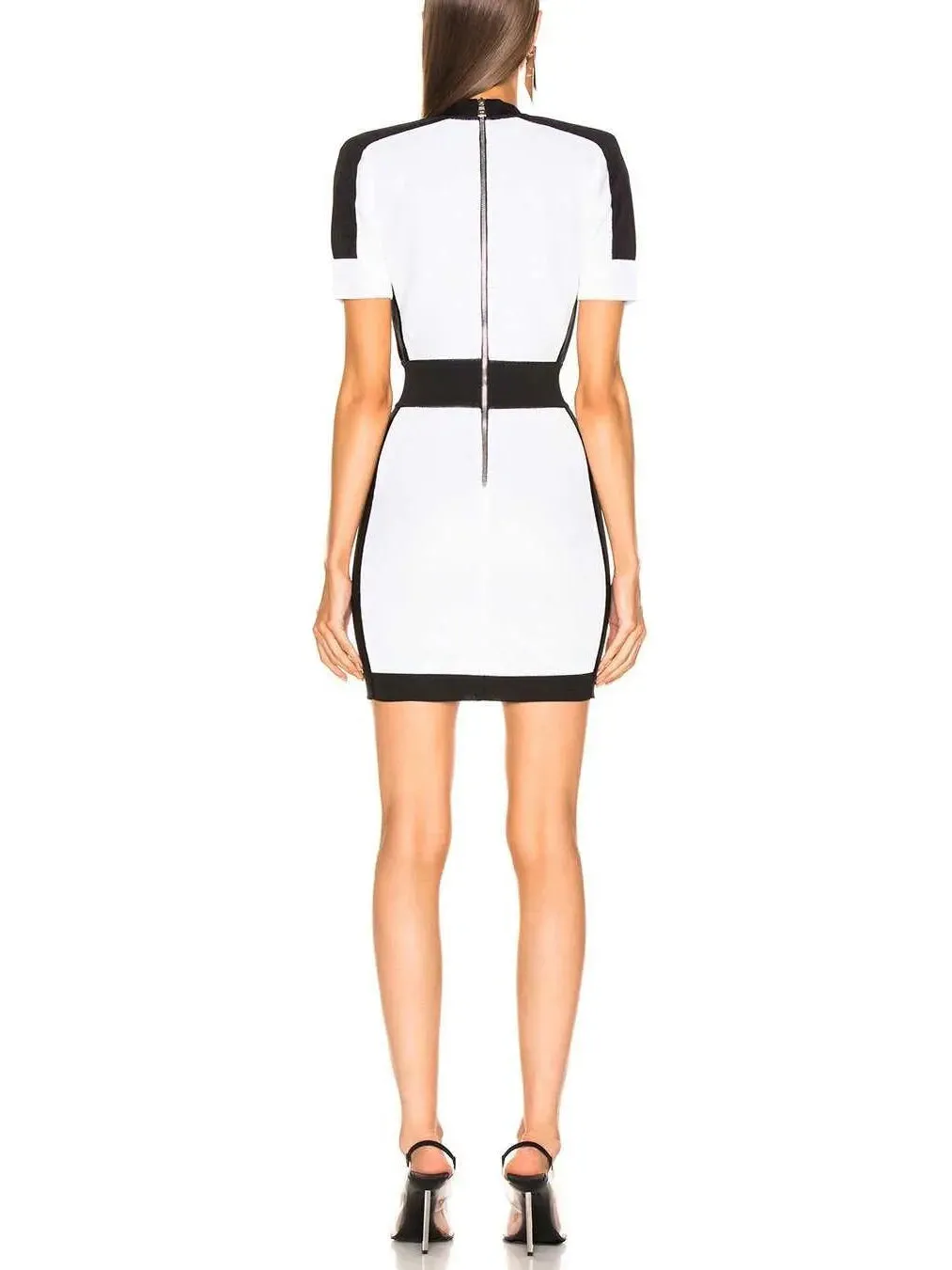 Women’s Contrast Trim Lurex Short Sleeve Mini Dress