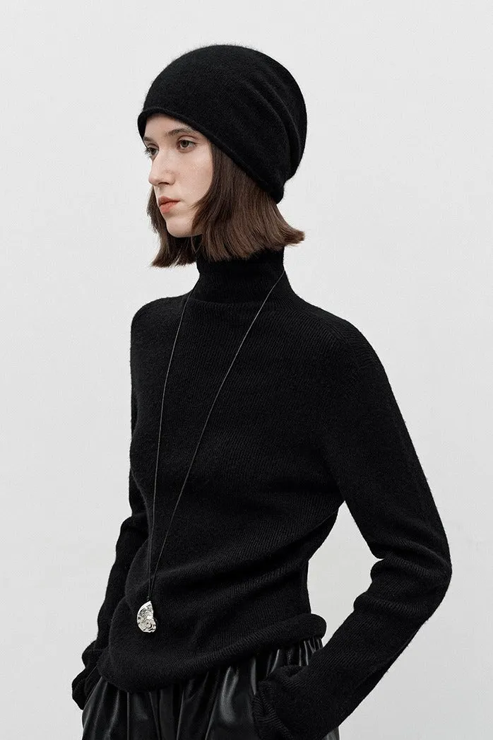 Wool blend seamless knit turtleneck knitwear | 4 color