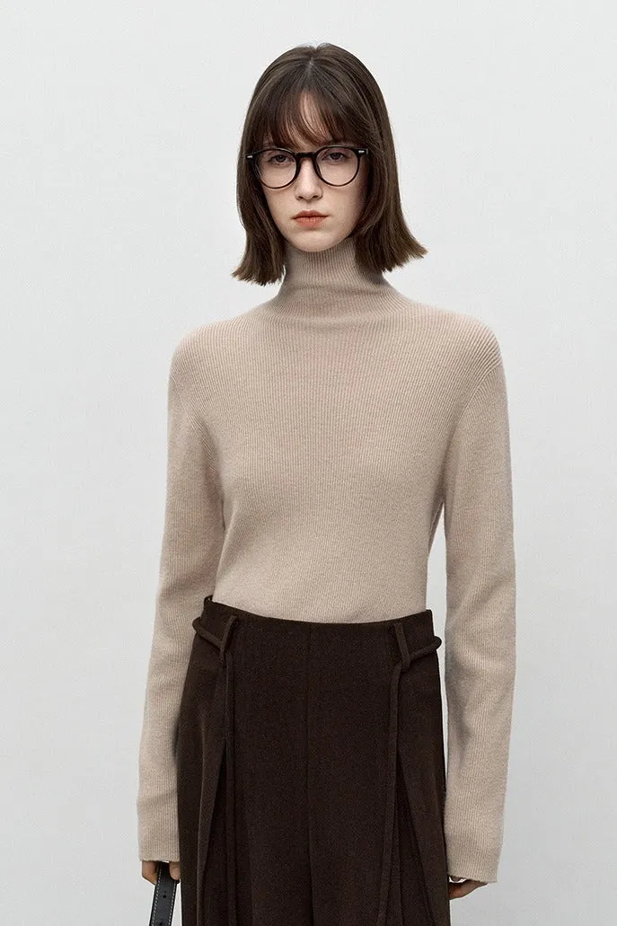 Wool blend seamless knit turtleneck knitwear | 4 color