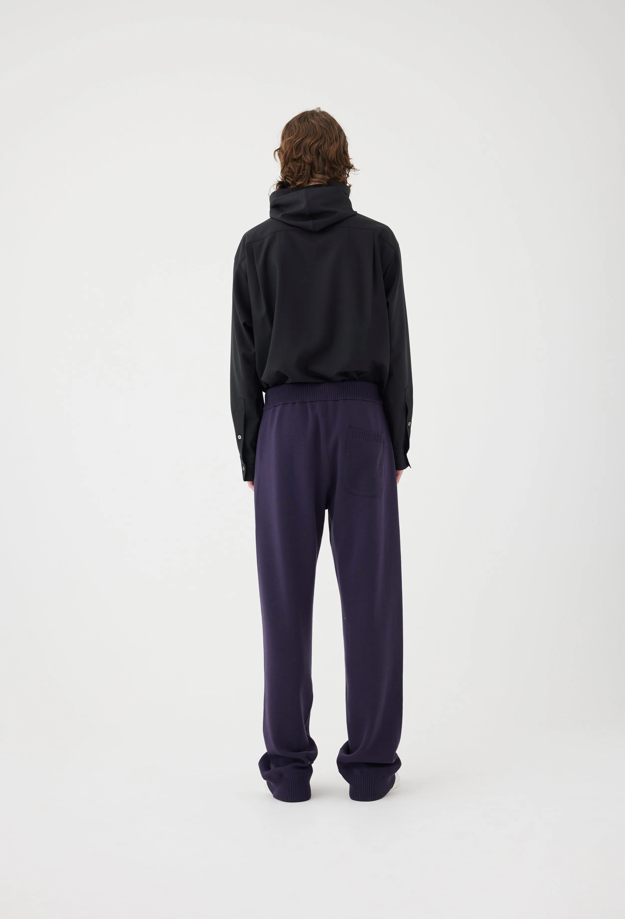 Wool Knit Drawstring Trouser in Navy